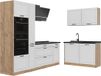 Vicco Hoekkeuken R-Line, Wit landelijk/Goudkleurig Eiken, 230 x 120 cm antraciet werkblad