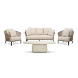 BUITEN living Palermo/Luna stoel-bank loungeset 5 personen | aluminium + touw | Sahara Dust | 4-delig