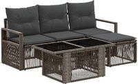 vidaXL Tuinbank - Set - 2 zitplekken - Grijs - Polyrattan