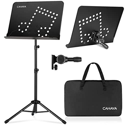 CAHAYA Bladmuziek Stand Dual Use Metal Draagbaar met Draagtas Vouwen Reishouder Super Stevige Verstelbare Hoogte Verkrijg octrooibescherming, CY0203
