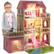 Kinderplay Maison de poupées en bois - Grande villa à 3 étages avec garage et jardin - Lumière LED, 17 meubles - pour enfants à partir de 3 ans, poupées jusqu'à 30 cm - 90 cm de haut