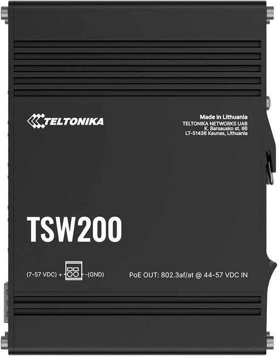 Teltonika TSW200 Unmanaged Gigabit Ethernet (10/100/1000) Power over Ethernet (PoE) Zwart