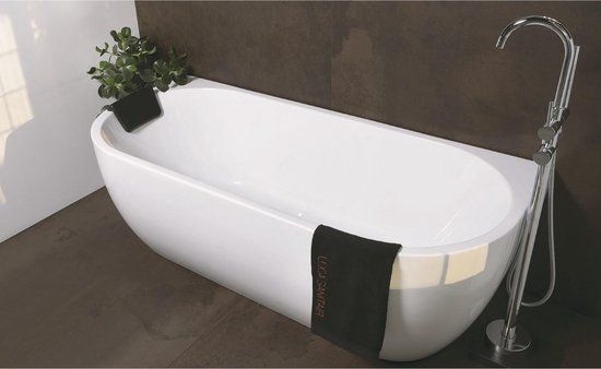 Luca Primo Back To Wall Oval Bathtub - 180x80cm - Gloss White Acrylic - 270L