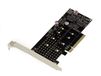 KALEA-INFORMATIQUE PCIe 3.0 x8-controllerkaart voor 2 M.2 NVMe M Key (M2 NGFF) SSD's. met PERICOM PI6C20400ALE chipset.
