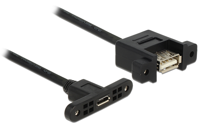 DeLOCK USB 2.0 Micro-B/A Kabel - 0.25m - Zwart