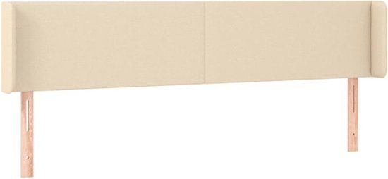 vidaXL Hoofdbord met randen 163x16x78/88 cm stof crèmekleurig
