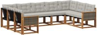 vidaXL - Hoek loungeset - 9 zitplekken - Acacia hout - Naturel en lichtgrijs