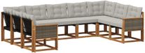 vidaXL - Salon d'angle - 9 places assises - Acacia bois - Naturel et gris clair