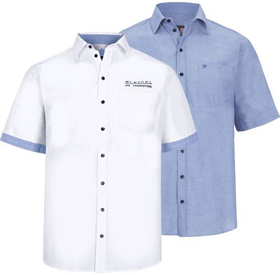 Jan Vanderstorm heren Overhemden, Set Van 2 - Blauw - 6XL