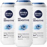 NIVEA Men Shampooing & Gel douche 3en1 Sensible - 3 x 250 ml