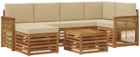 vidaXL - Buiten - bank - set - 6 - st - Naturel - Massief - Acacia - Hout - en - Polyester