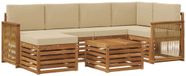 vidaXL - Extérieur - canapé - set - 6 - pcs - Naturel - Acacia massif - Bois - et - Polyester