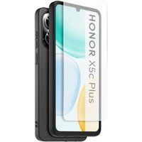 Casr Honor Casr Halfharde achterhoes Zwart + Glazen screenprotector Transparant voor Honor X5C Plus