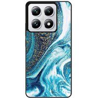 Xiaomi 14T 4G Marbre bleu paillete Verstevigd hoesje met sublimatie bedrukking