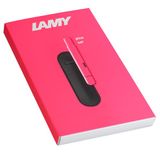 Lamy pico neonpink balpen, geschenkset, innovatieve pocket pen, 1 klik voor volledige grootte, metalen behuizing en lijnbreedte M, incl. echt lederen etui & Compactmine M 22 in zwart