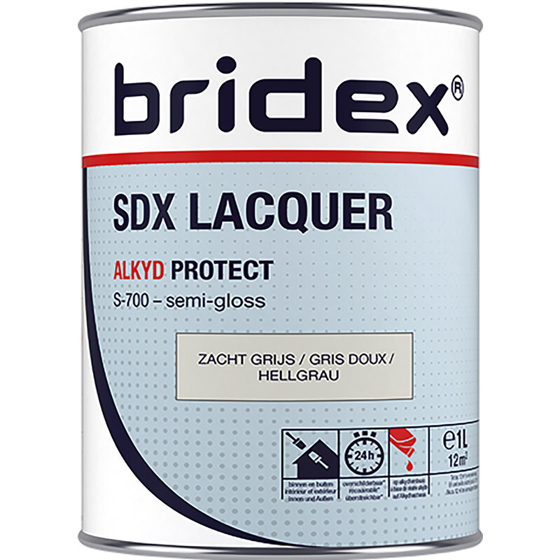 Bridex SDX Lacquer lak alkyd 1L zacht grijs zijdeglans