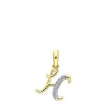 Lucardi Dames alfabet hanger met diamant (0,03ct) - Hanger - Cadeau - 14 Karaat Goud - Geelgoud