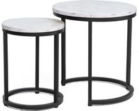 GLEN Table basse – marbre blanc / noir