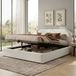 MODFU Gestoffeerd Tweepersoonsbed - Hydraulische Opbergruimte - Beige - 160 x 200 cm