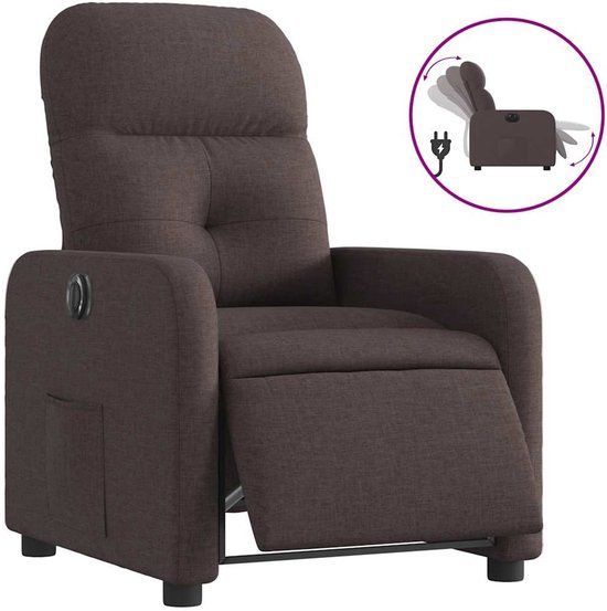 vidaXL Fauteuil - Verstelbaar - Elektrisch - Stof - Donkerbruin