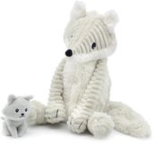 PTIPOTOS Les duéglingos | Les Ptipotos - Pluche Knuffel Frimou Grijze Poolvos Moeder En Haar Baby