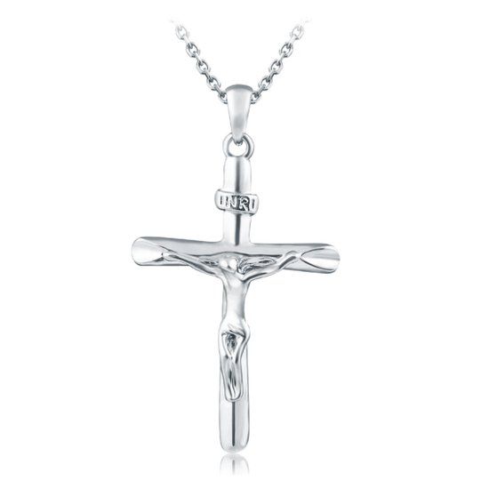 LGT JWLS Lookinggoodtoday INRI Kruis Edelstaal Dames Ketting Zilverkleurig Verstelbaar