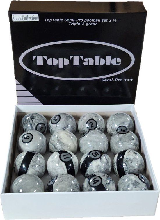 TopTable Poolballen Super A-Grade Stone Collection 57,2mm - Set Semi-Professionele Poolballen