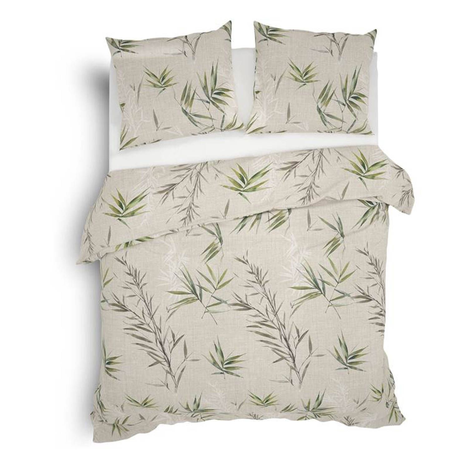 Lion Beddenshop heckett & lane sami flanel dekbedovertrek - lits-jumeaux (240x200/220 cm + 2 slopen) - flanel - natural green