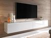 DUBAI Meuble TV-HiFi 2 portes battantes 180 cm béton/blanc brillant