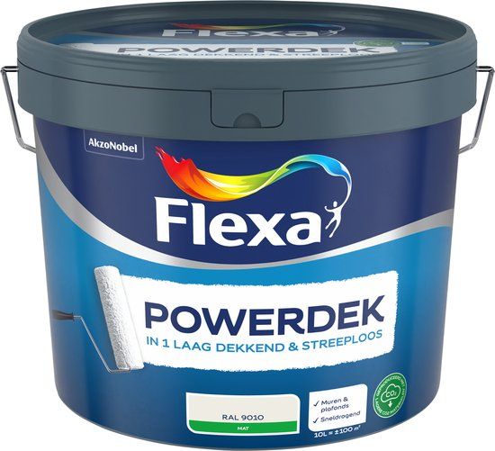 Flexa Powerdek Muurverf - RAL 9010 - 10 liter