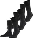 FALKE Tiago 3-Pack eenkleurig fil d'Ecosse katoen multipack sokken heren grijs - maat 41-42