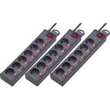 Renkforce RF-3050852 Overspanningsveilige stekkerdoos 6-voudig Zwart Randaarde stekker 3 stuk(s)