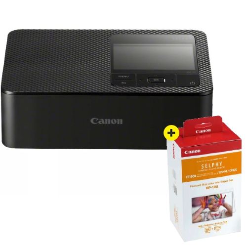 Canon SELPHY CP1500 Black + RP-108 Photo Paper Pack (108 Prints)