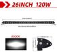 Barre lumineuse LED - Droite, 66 cm, 120 W - Rangée unique - Éclairage combiné - 6500 K - IP68 - Convient pour une utilisation tout-terrain