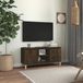 Maison Exclusive - Meuble TV avec pieds en bois massif, chêne fumé, 103,5 x 35 x 50 cm