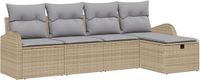 vidaXL Tuinbank Set Beige Polyrattan