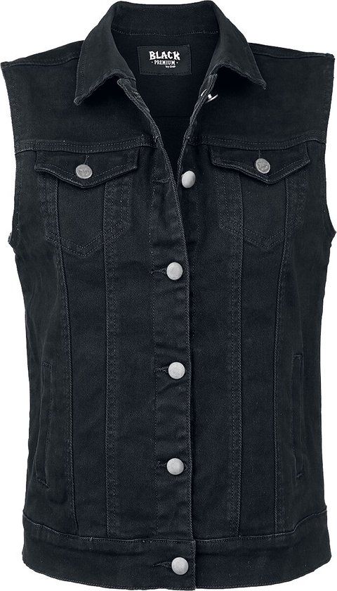 Black Premium by EMP Zwart mouwloos spijkervest met overhemdkraag - Dames - XL
