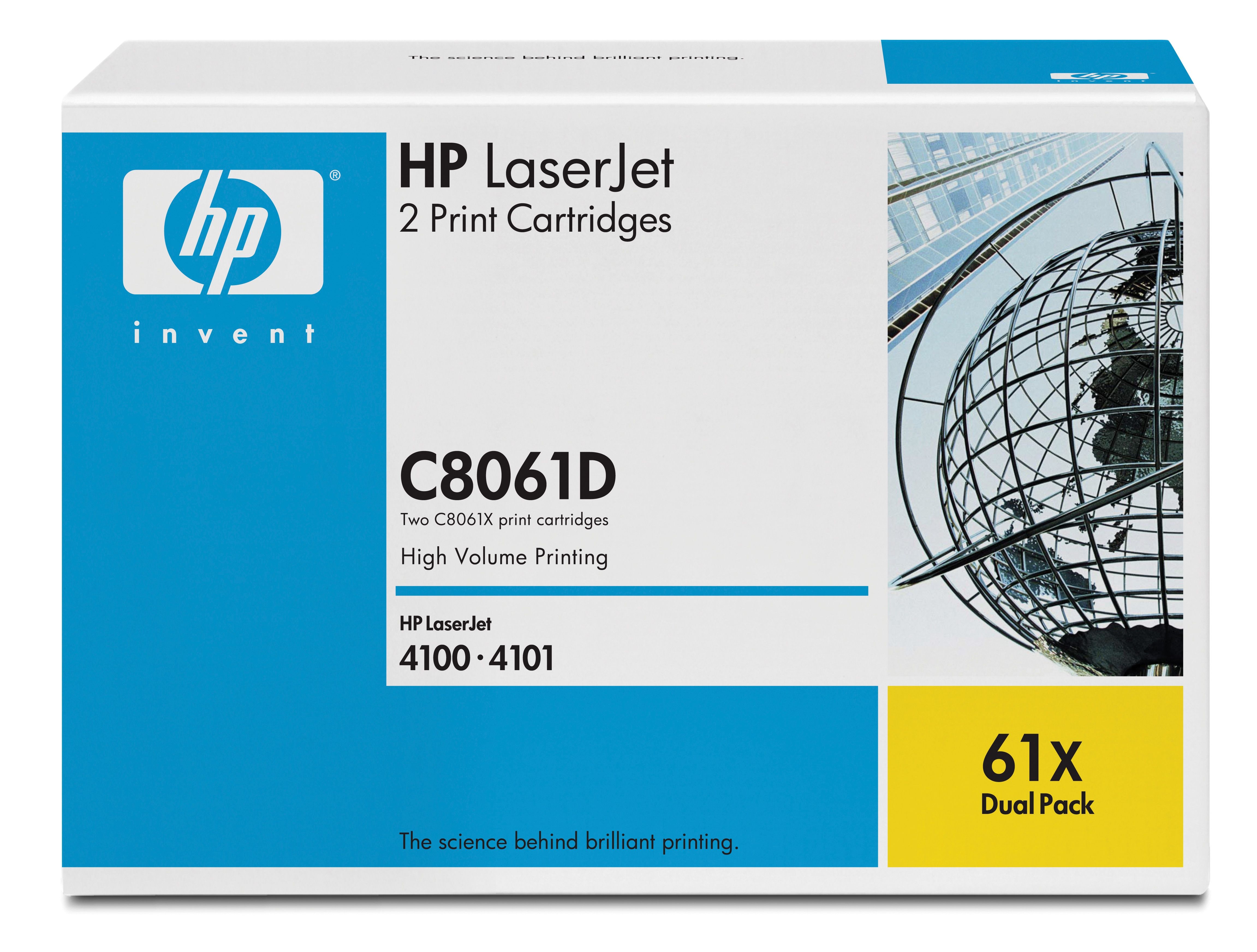 HP 61X 2-pack High Yield Black Original LaserJet Toner Cartridges