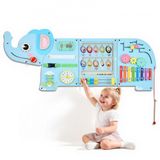 VEVOR Montessori Busy Board 14-en-1 Tableau d'activités sensorielles mural Éléphant