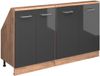 Vicco R-Line Keukenkast voor schuine wand – 140 cm Set van 2 Antraciet hoogglans/goud eiken