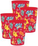 Pokémon thema drinkbeker - 4x - steenrood - melamine - 250 ml - onbreekbaar - kinder bekers