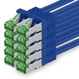 1aTTack.de CAT7 LAN-netwerkkabel 10x 2m 10Gbps Ethernet SFTP - blauw