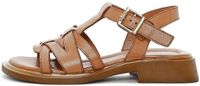 DERIMOD Platte Sandalen Dames Leer Lichtbruin Maat 36