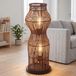Lampadaire en bambou, style bohème, 60 cm, 2x douille E27, interrupteur au pied