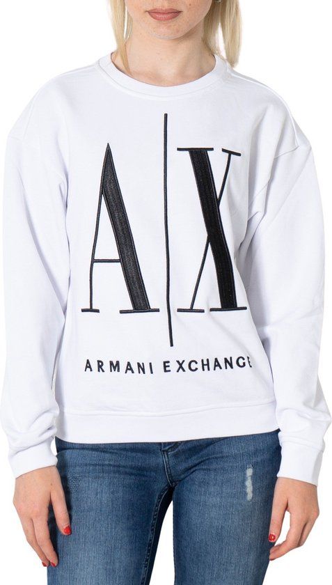 Armani Exchange Icon Project Sweatshirt voor dames, wit, XL