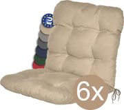 Beautissu Flair NL – Set van 6 Tuinkussen Lage Rug Natuur – 100x50 cm – Zitkussen Matraskussen voor Tuin Meubelen