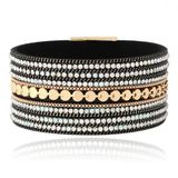 Deja Jewels DEJA Brede Armband goudkleurig met kristallen in zwart