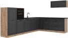 Vicco Hoekkeuken R-Line, Antraciet landelijk/Goudkleurig Eiken, 327 cm