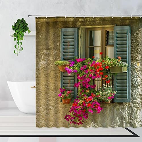 YIYAOFBH Groene Rotan Houtnerf Waterdichte Douchegordijnen Tuin Plant