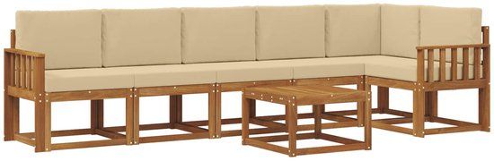 vidaXL - Buiten - bank - set - 7 - st - Natuurlijk - en - Beige